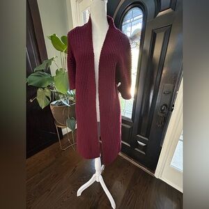 Elegant Maroon Open-Front Cardigan